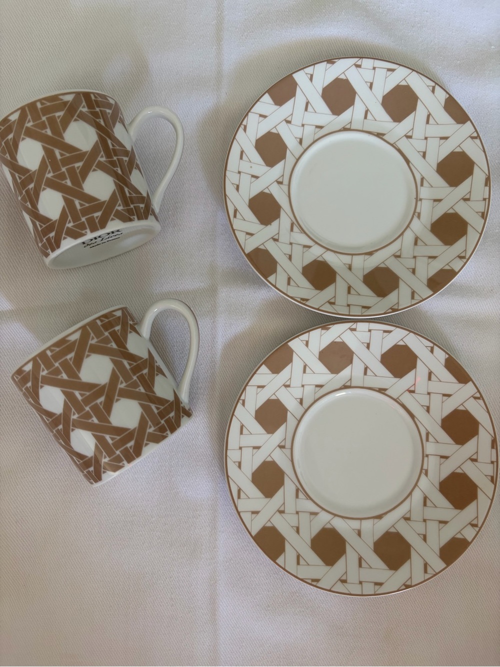 Dior espresso cups beige cannage porcelain Set (from Dior St. Tropez)